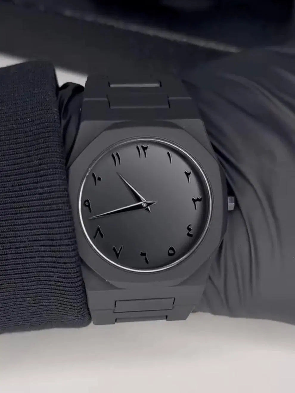 Arabic Aura Men’s Black Steel Watch