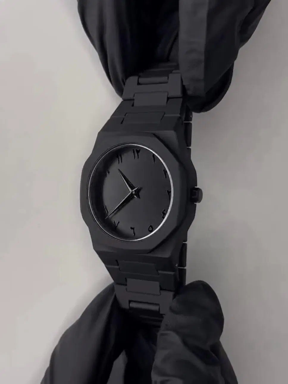 Arabic Aura Men’s Black Steel Watch