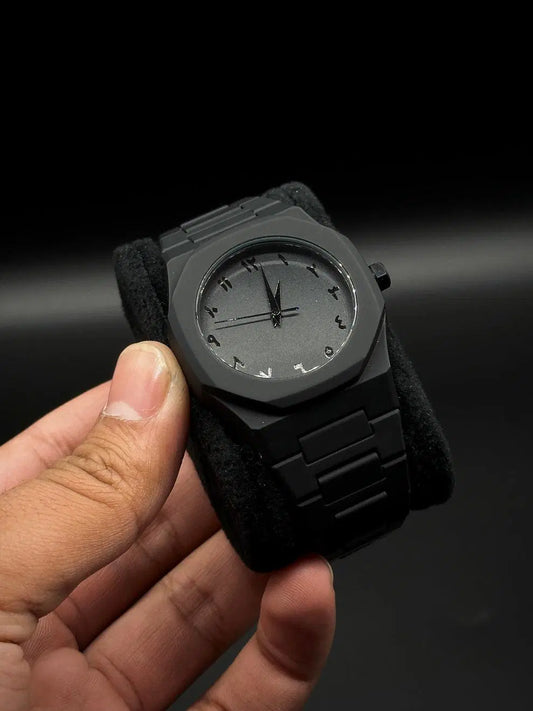 Arabic Aura Men’s Black Steel Watch